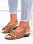 Solid Color Vintage Casual Chunky Heel Sandals